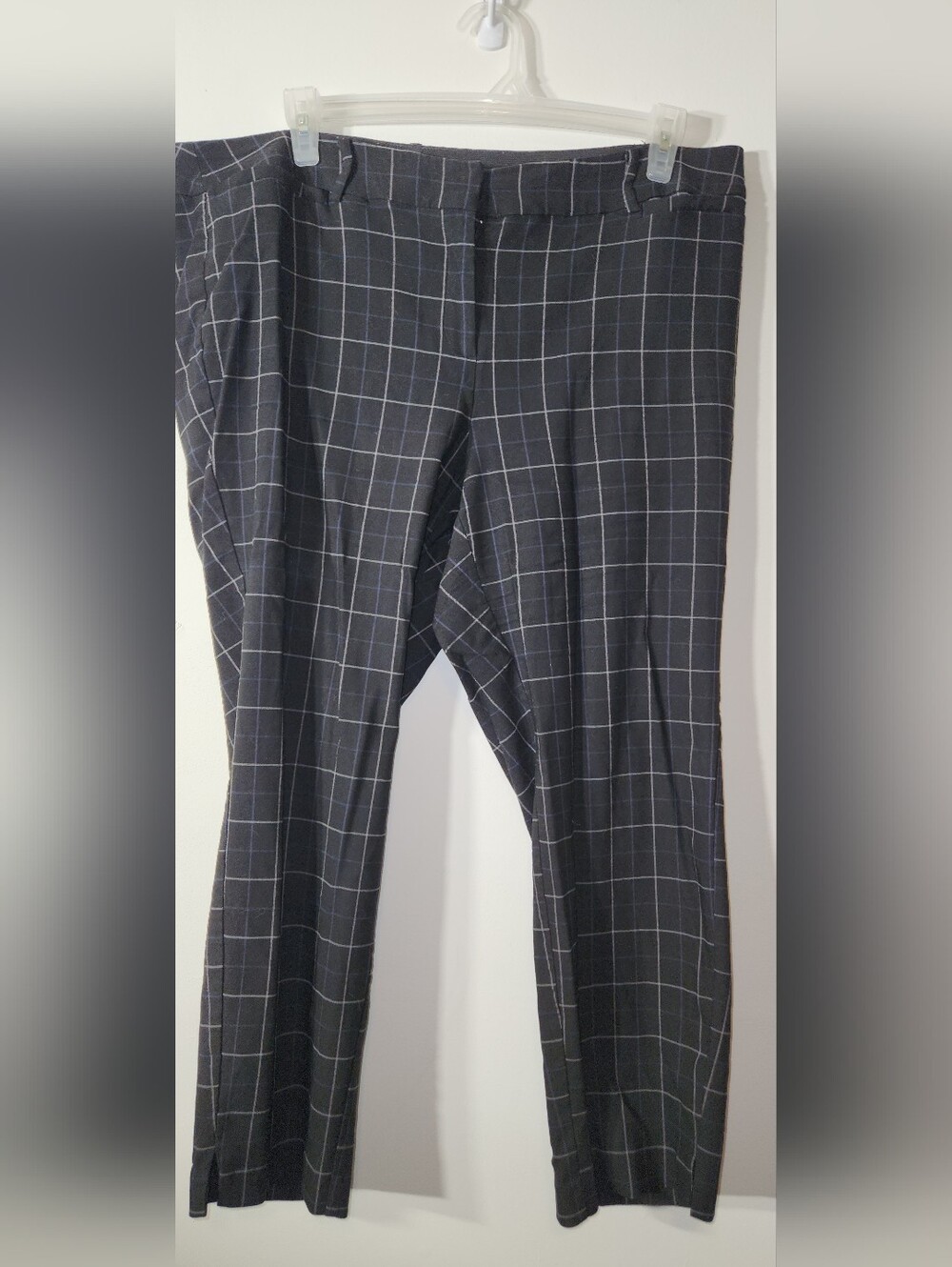 Lane Bryant Black Blue Windowpane Plaid Dress Pants 20